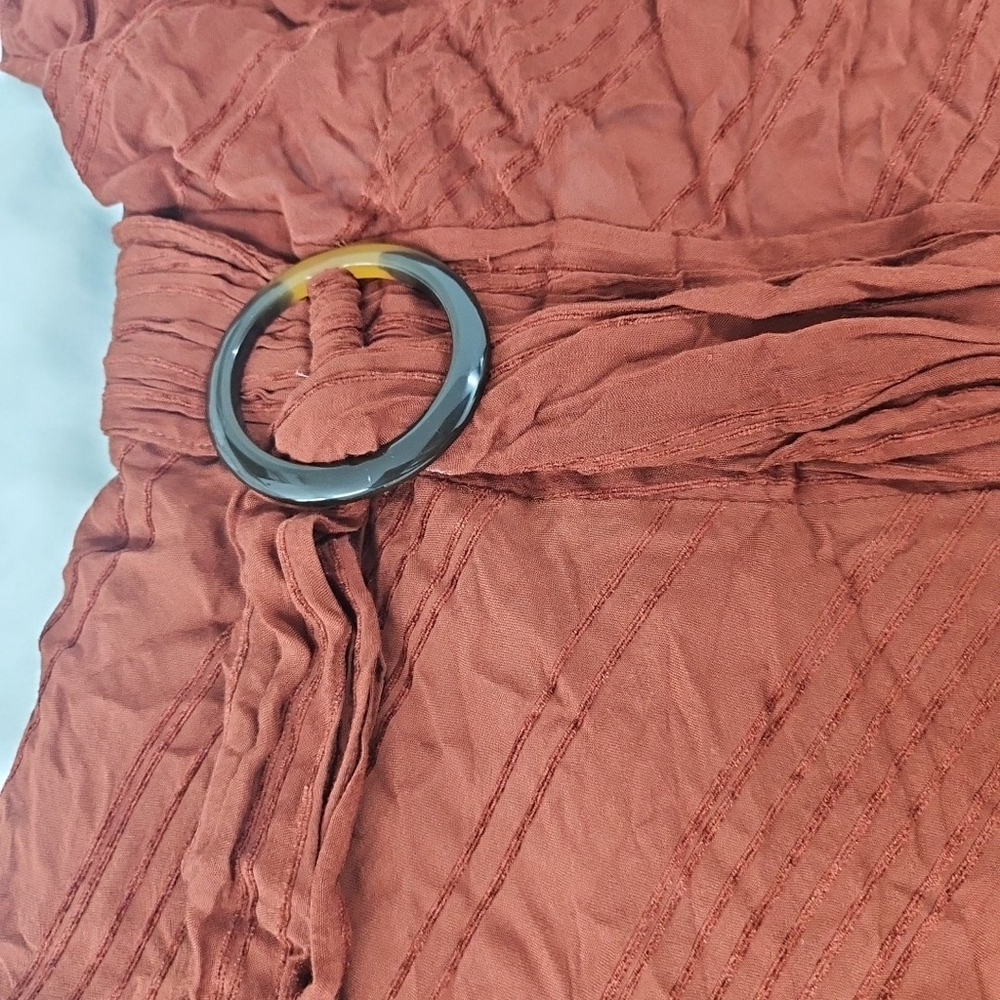 Anthropologie Moulinette Soeurs Guinevere Belted Boho Maxi Orange Dress Size 2P - Picture 15 of 16